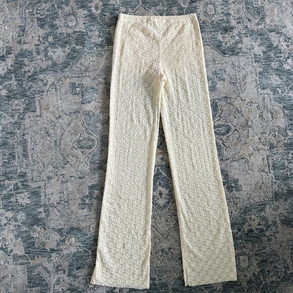 Free People Pants Womens Medium Floral Embroidered Flared High Rise Festival - Picture 3 of 10